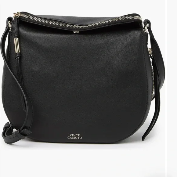 EUC Black Vince Camuto Kenzy Leather Crossbody Bag w/dust bag & card - Picture 7 of 16